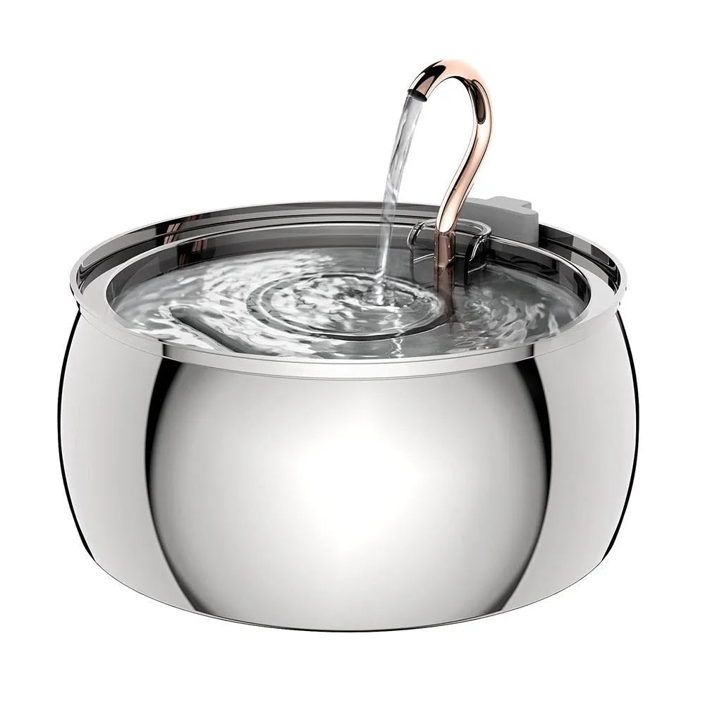 4L stainless steel pet water dispenser with copper tube faucet and water drop window for dogs and cats