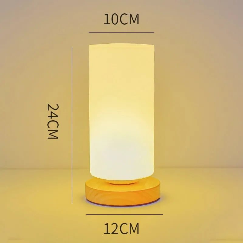 Nordic solid wood USB table lamp with touch dimming in white flower shape design
