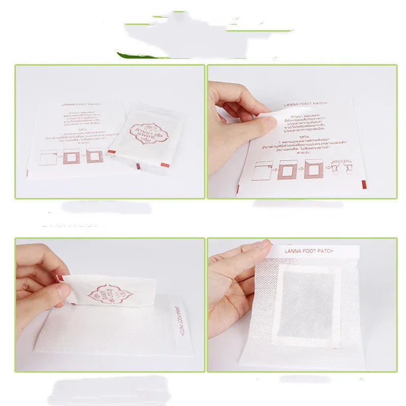 Pack of 10 relieving fatigue foot patches showing individual stickers for foot care