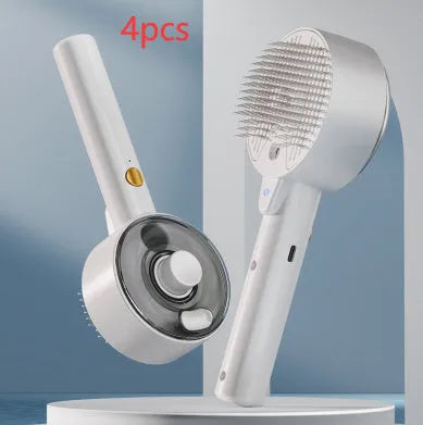 Ceramic white pet grooming brush with steam function and UV sterilisation light