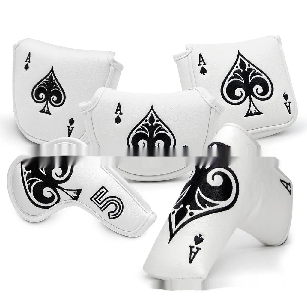 A PU golf putter sleeve shown in one of three available colours, designed to cover and protect a putter head.