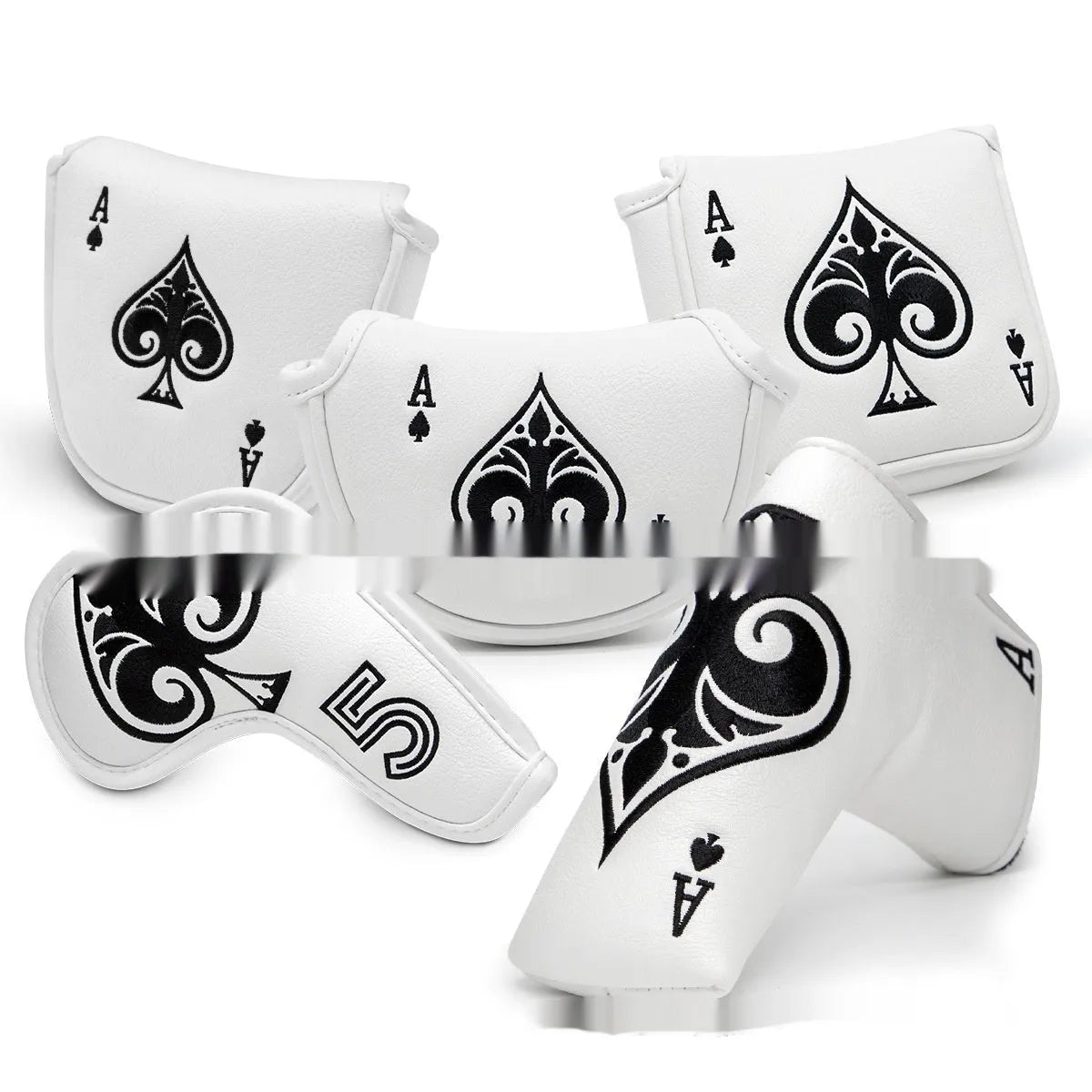 A PU golf putter sleeve shown in one of three available colours, designed to cover and protect a putter head.