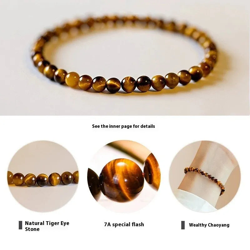 New Chinese style tigereye stone bracelet with round geometric beads on wrist