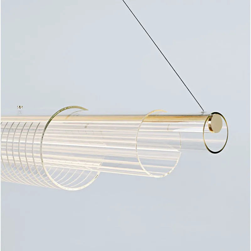 Modern minimalist glass pendant lamp with iron frame in three size options for restaurant lighting