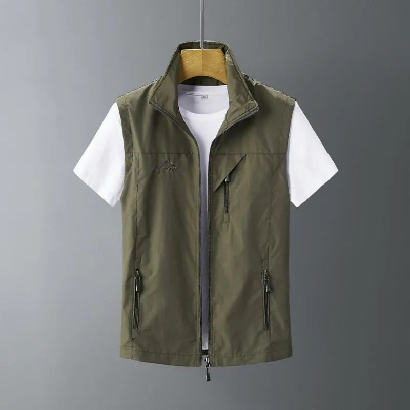 Men's slim fit hooded rabbit fur vest waistcoat in solid colour for casual outdoor wear