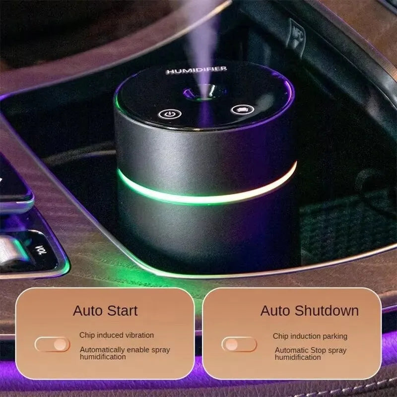 Aluminium car humidifier with essential oil diffuser function and colourful LED night light