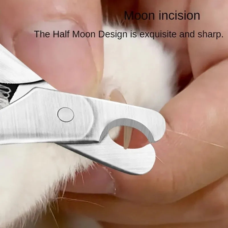 Silver professional pet nail clipper with stainless steel blades for trimming dog and cat claws.