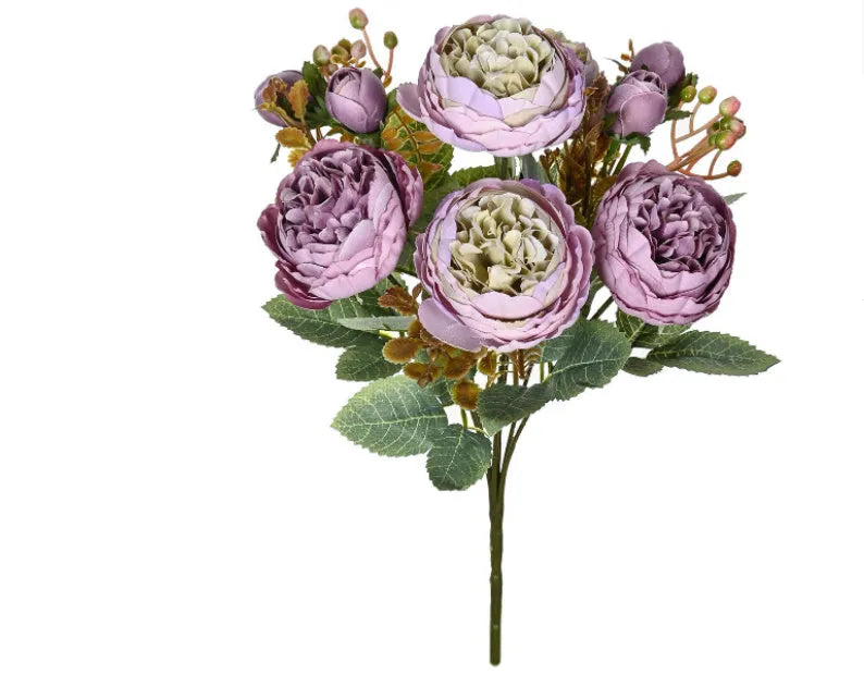Artificial silk peony bouquet in champagne colour for home decoration and wedding events
