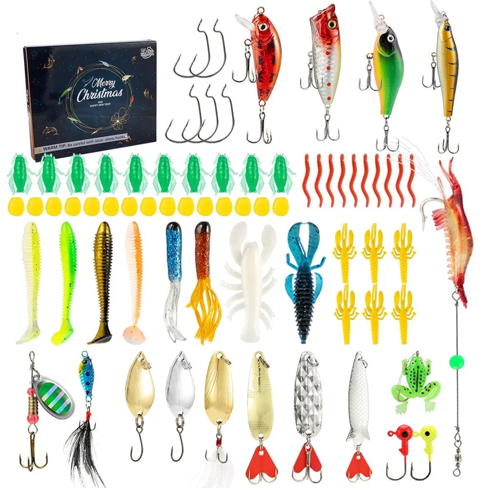 24-piece blind box Christmas fishing set with metal components in 01 style colour