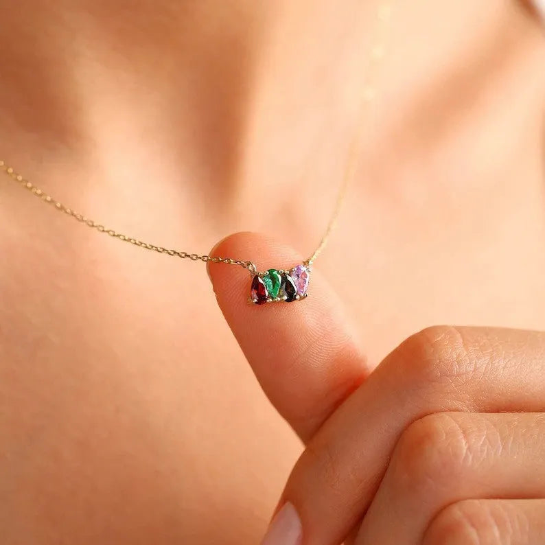Titanium steel zodiac birthstone necklace with monthly pendant and zircon stone on princess chain