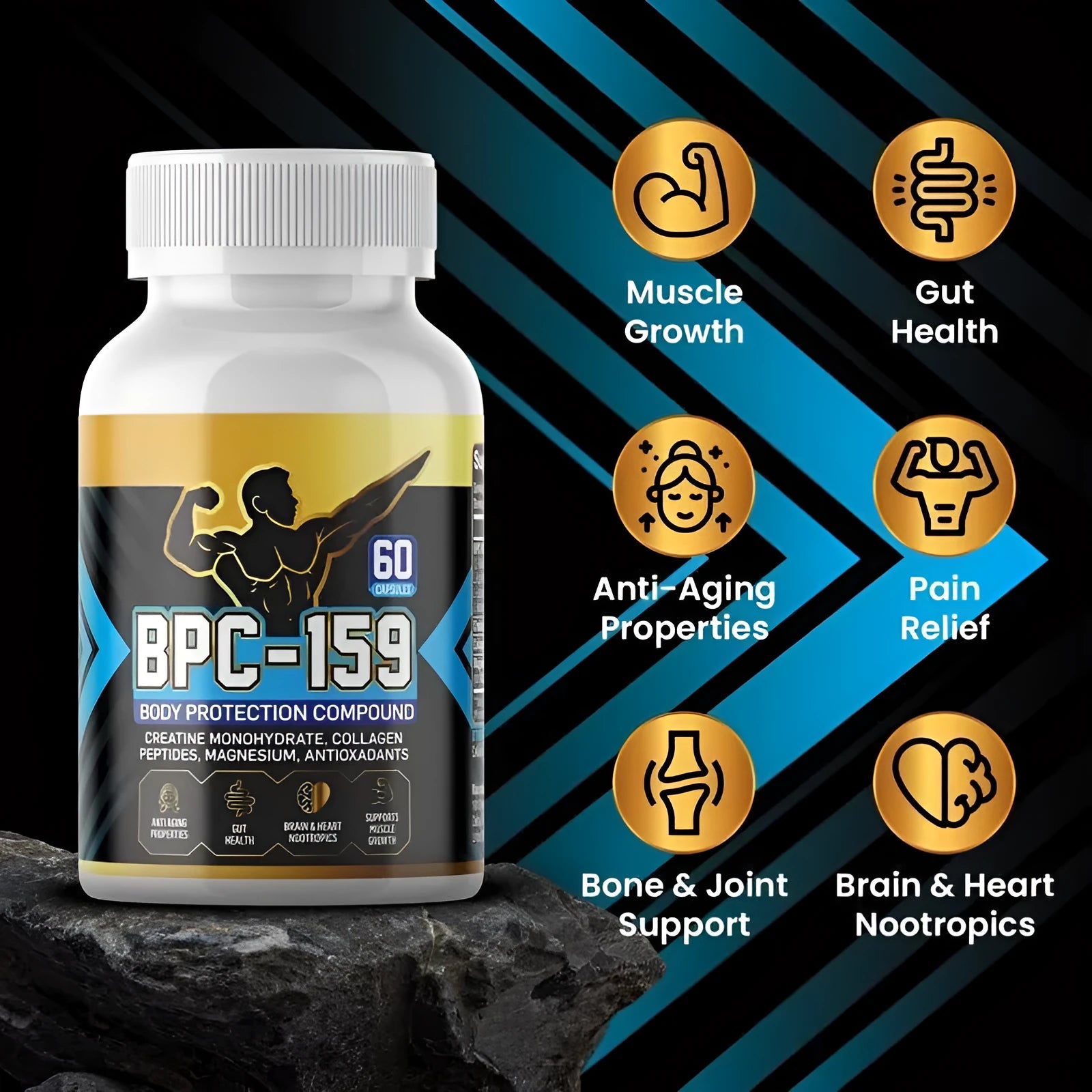 One bottle of body supplements capsules for energy support nutritional supplementation