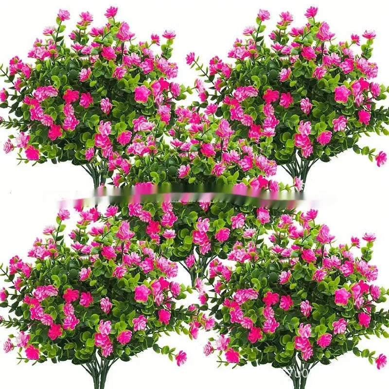 Plastic artificial eucalyptus camellia bouquet in mixed colours for wedding decor and photography props