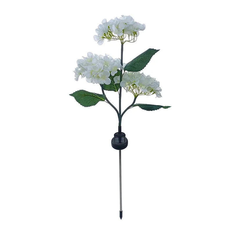 LED simulation festive lantern flower shape 810mm raw silk PVC stainless steel IP44 outdoor courtyard decoration 3 head hydrangea