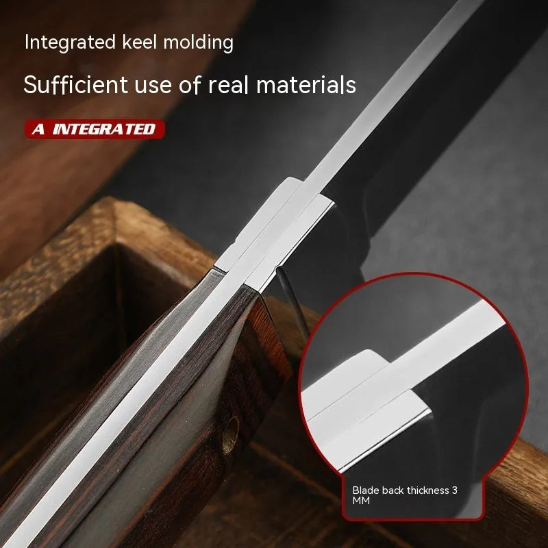 National style stainless steel camping fruit knife with leather protective case