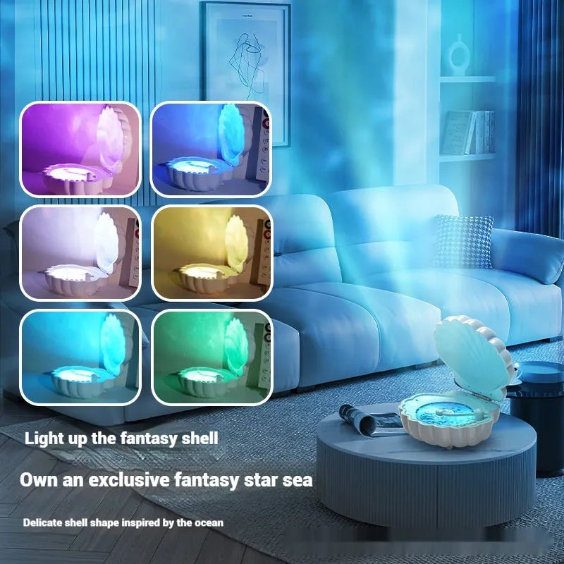 Retro vinyl record player shaped shell lamp in blue colour variant with LED lighting