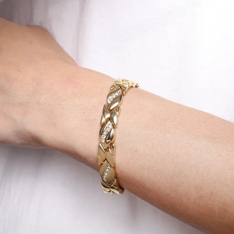 Retro bowknot five diamond strong magnetic red copper therapy bracelet unisex copper construction retro design