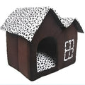 Coffee colour cloth winter pet kennel double roof dog house 55x40x42cm