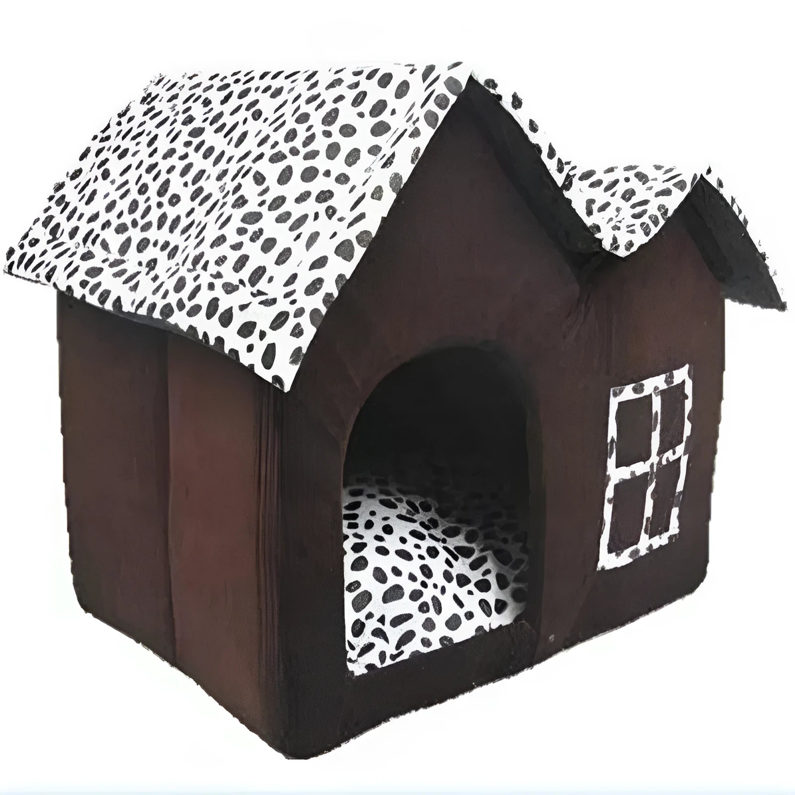 Coffee colour cloth winter pet kennel double roof dog house 55x40x42cm