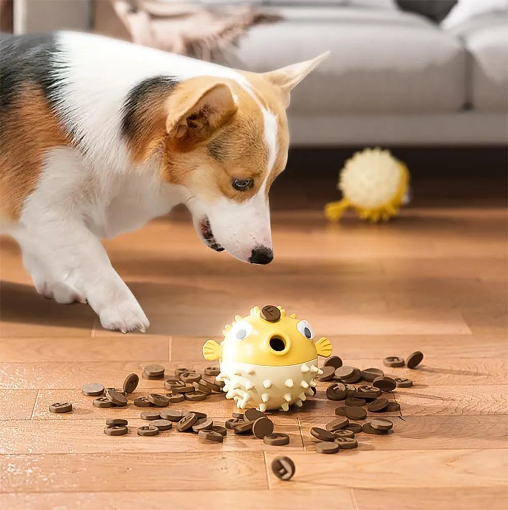Green fish-shaped dog chew toy with textured surface for medium or large dogs
