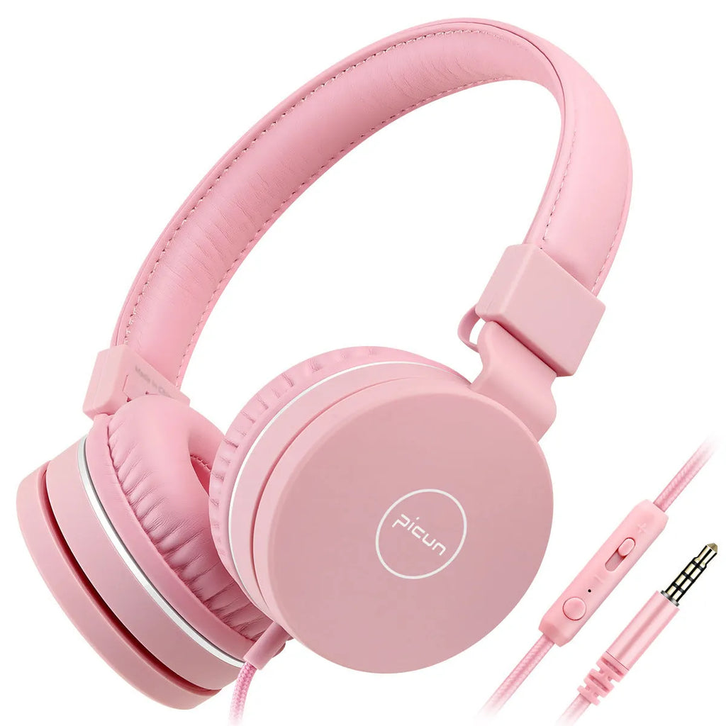 Bengoo C30 wired headset with microphone in blue green colour showing 3.5mm plug and protein ear cushions