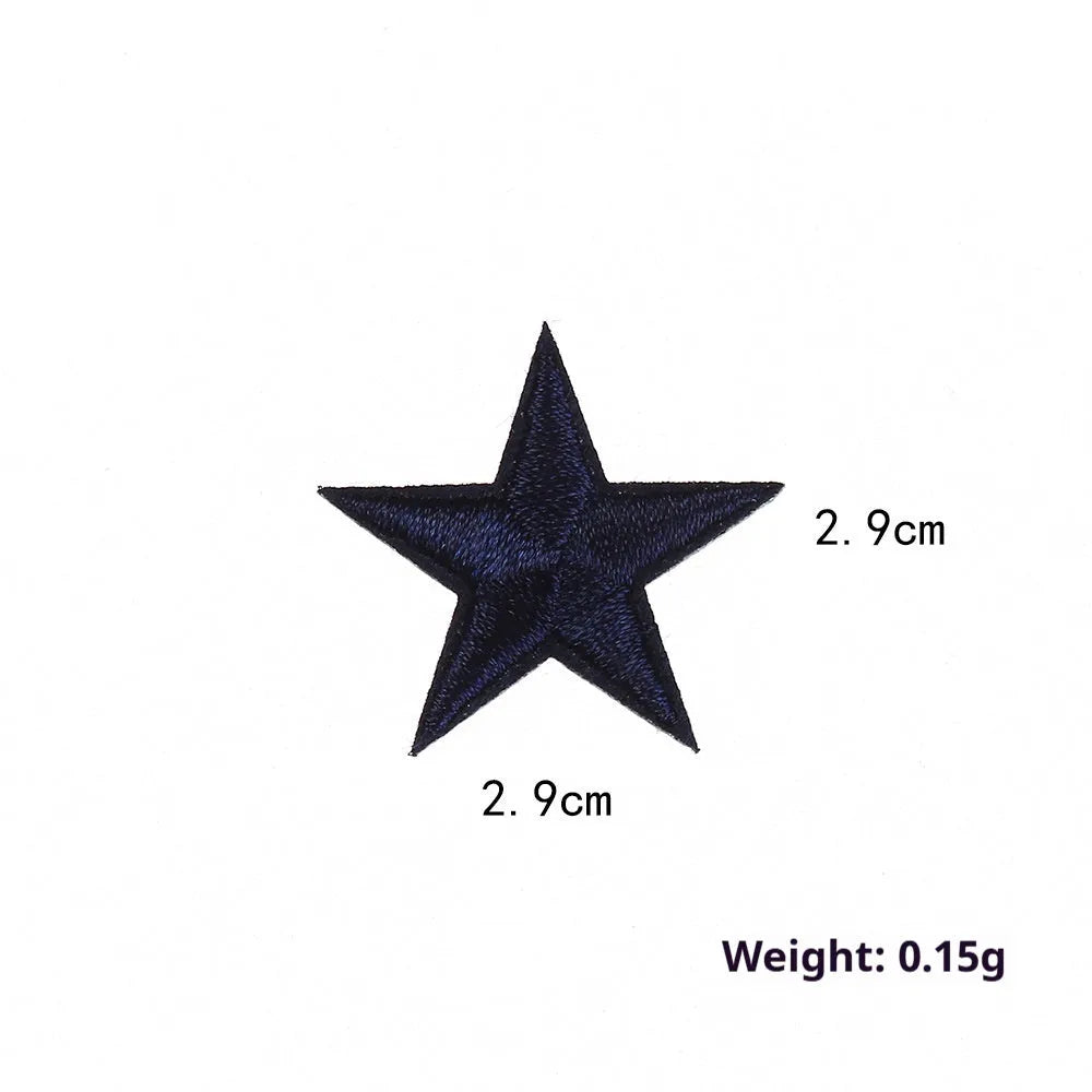 Colourful embroidered five-pointed star cloth stickers for DIY fabric decoration