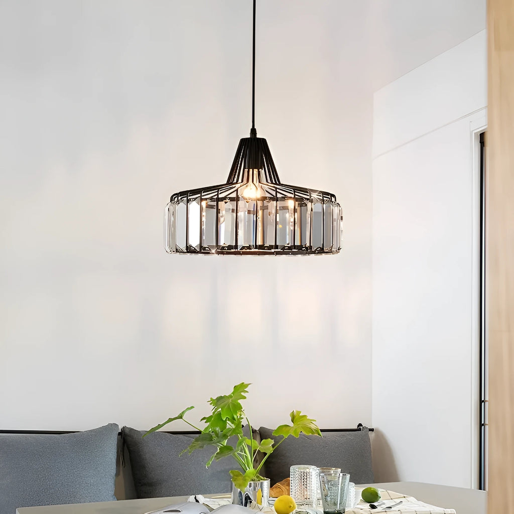 Modern crystal chandelier ceiling lamp in black or gold with LED lighting