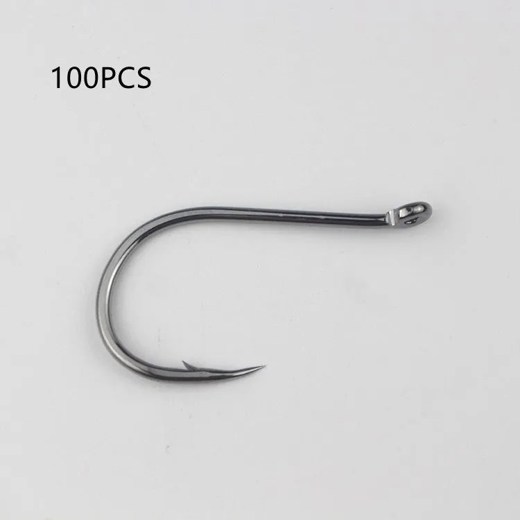 Bulk pack of barbed crooked mouth fishing hooks in alloy carbon steel for rock and sea fishing