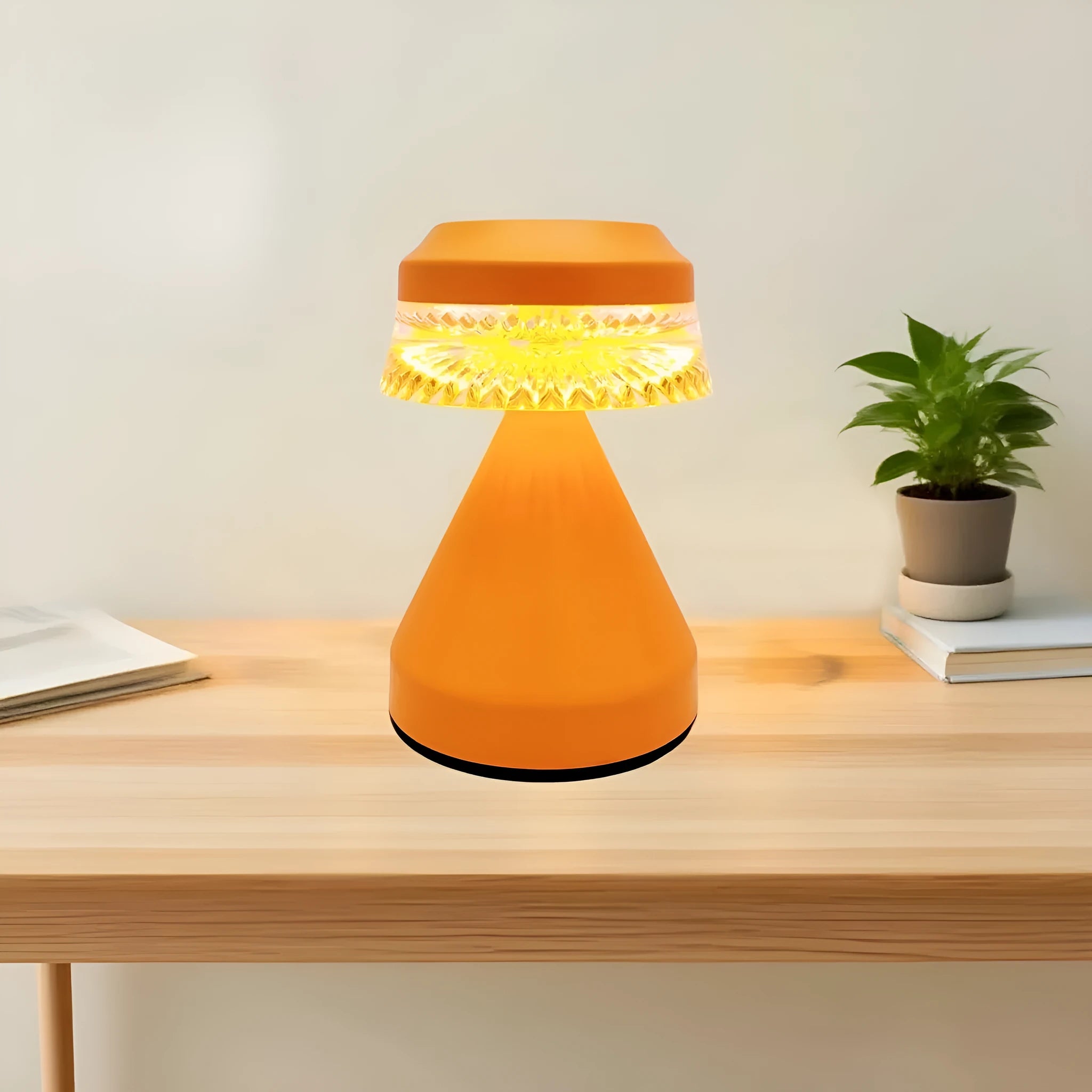Creative LED charging night light in black, brown, or orange with USB cable and three-colour dimming