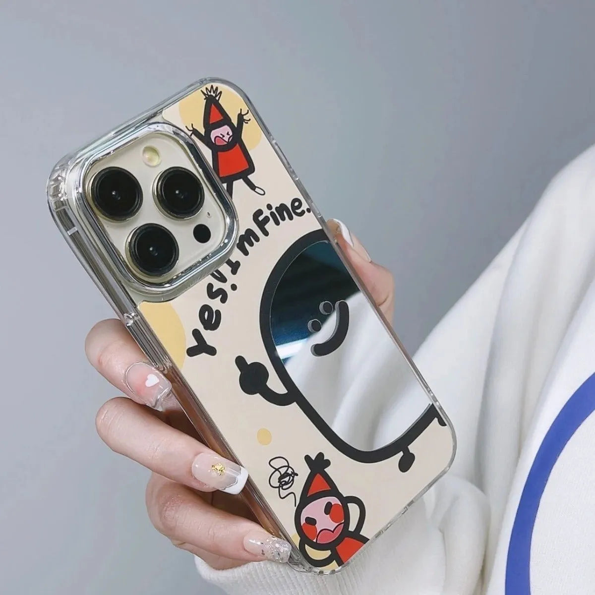 Fun potato chips cartoon villain drop-resistant phone case with mirror finish for Apple iPhone