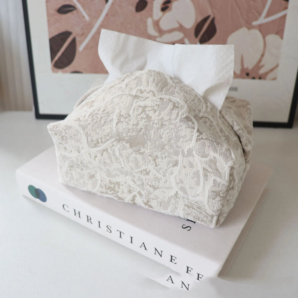 Chinese pastoral style cotton fabric tissue box in rose design colours