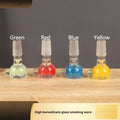 7cm transparent coloured glass trumpet-shaped smoking pipe with geometric design