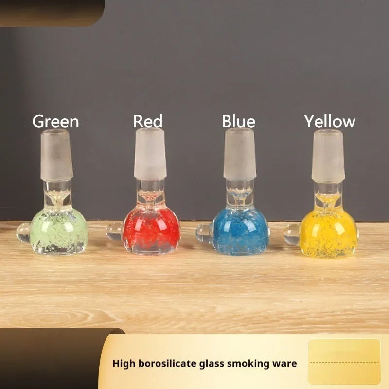 7cm transparent coloured glass trumpet-shaped smoking pipe with geometric design