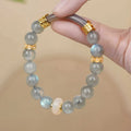 Emerald green Tian Shan Cui traditional national style half bracelet for women with round stones