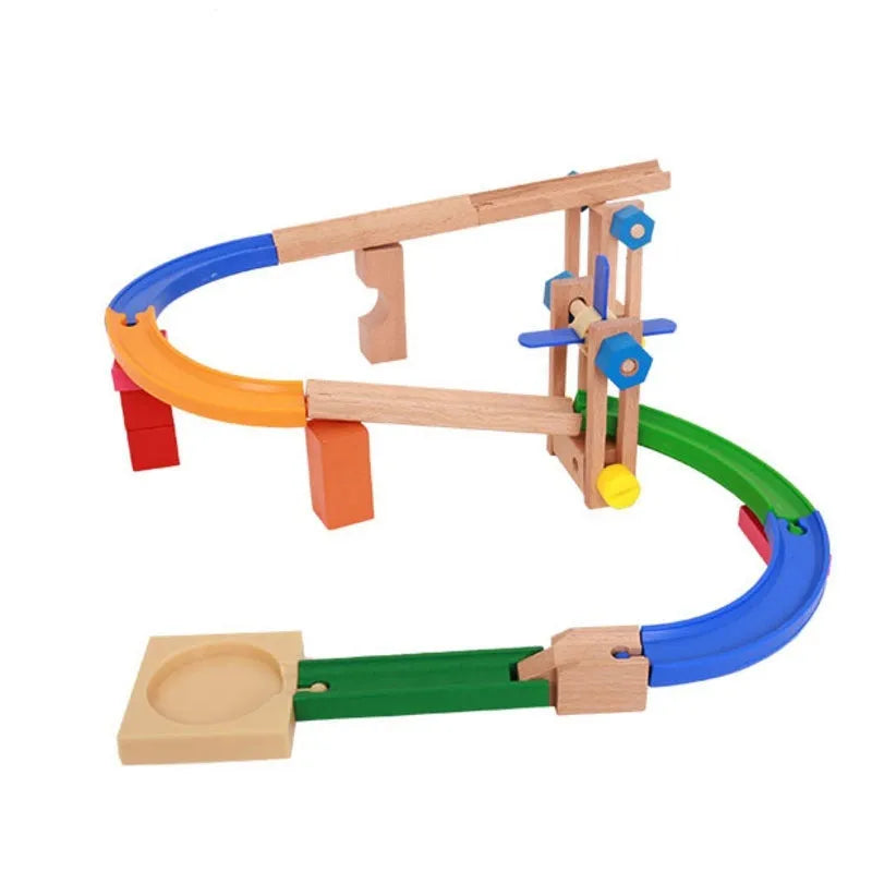 Wooden multifunctional creative track building block set for children aged 4-6 years old