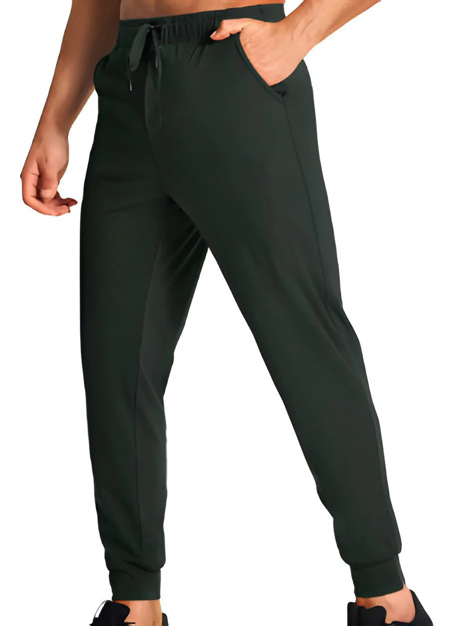 Men's loose casual trousers in solid colour with straight-leg fit, available in multiple size options