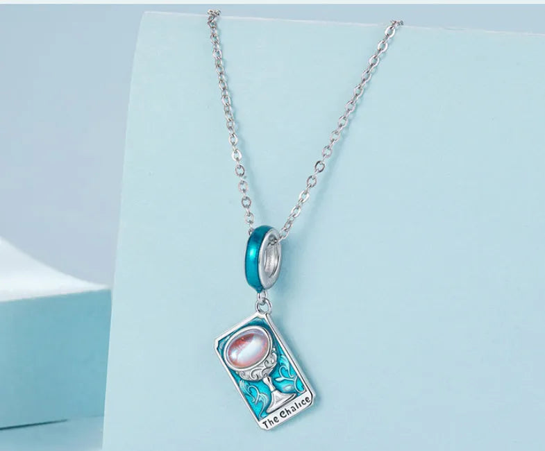 925 silver tarot holy cup pendant with poker elements, 2.7cm height, 0.45cm aperture, colour SCC3141