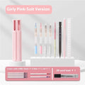 Six pen pencil case set with pressing pen in plastic construction available in Sky Blue, Vigorous White and Girl Pink colours