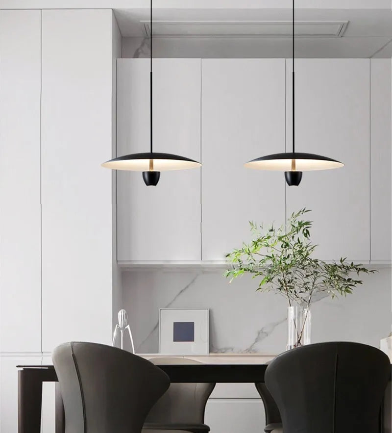 Black modern minimalist chandelier with 400mm size and warm light