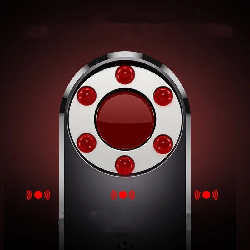 Small black portable infrared detector for finding hidden cameras and tracking devices