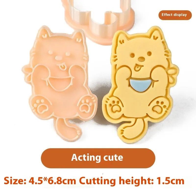Three-dimensional plastic biscuit mould with dog cartoon designs for pressed cookies