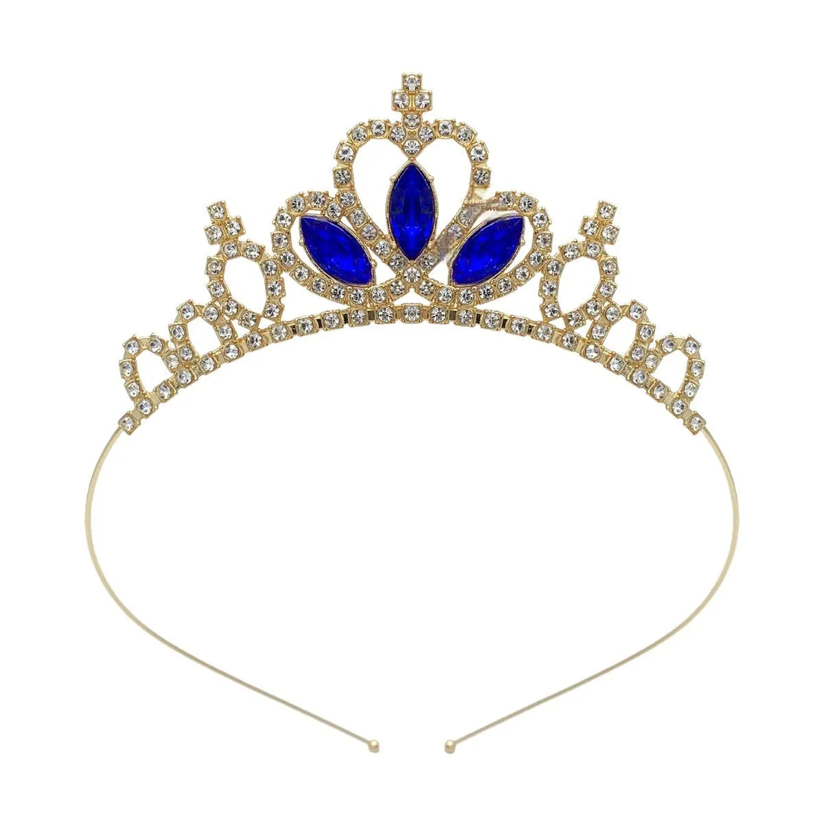 Gold and silver alloy princess crown headdress with electroplated gemstone colour finishes for birthday parties