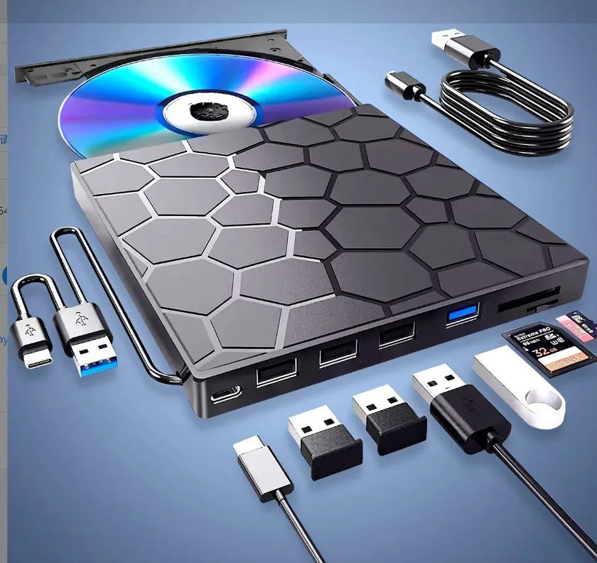 Black external USB CD and DVD drive for laptops and desktop computers