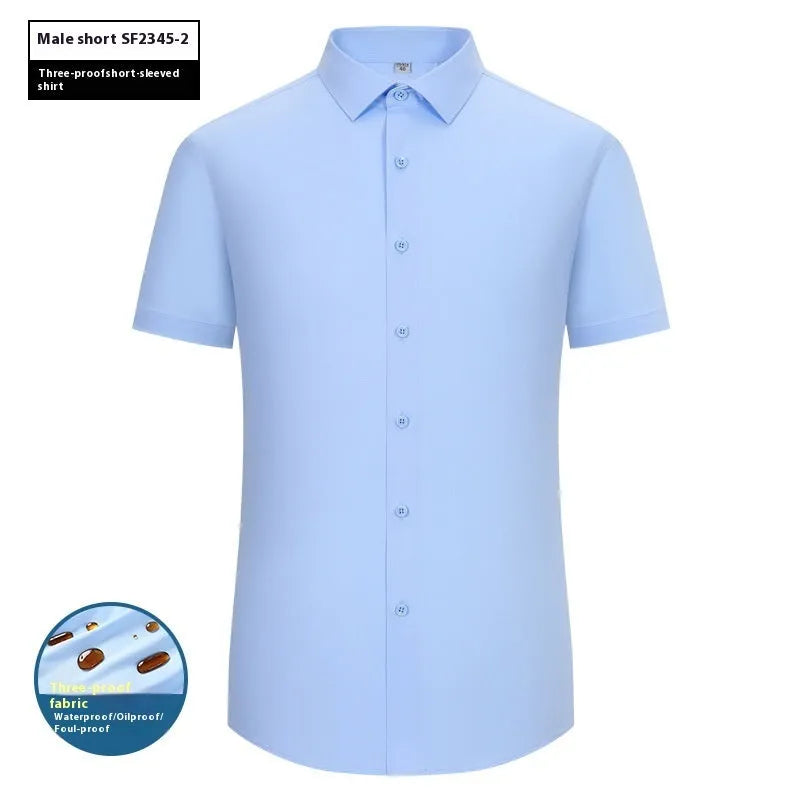 Men's slim fit bamboo fibre business shirt with square collar in solid colour