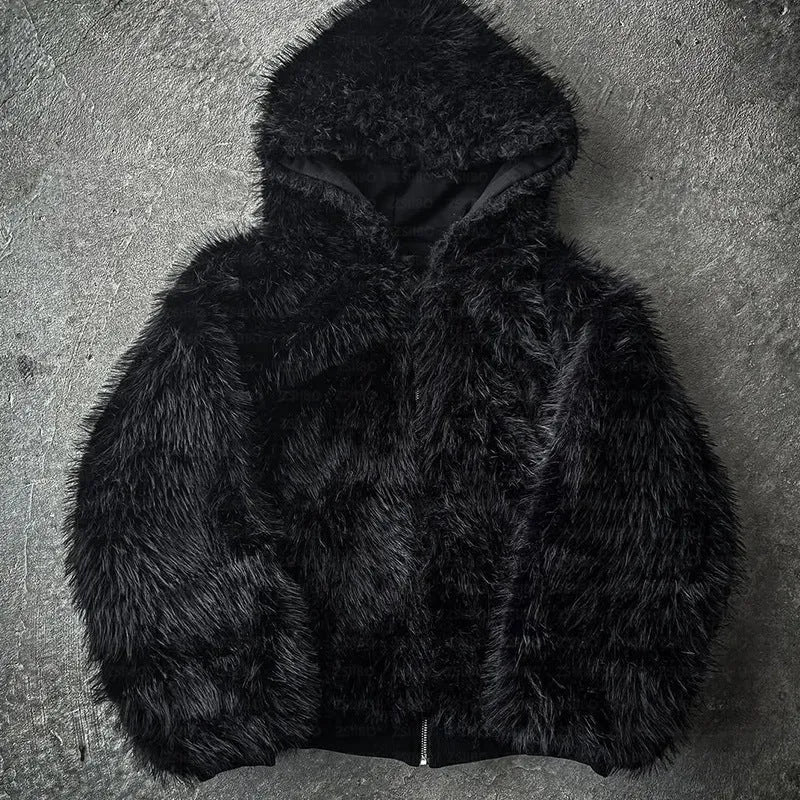 Casual baggy coat in black or white with loose cardigan style and long sleeves