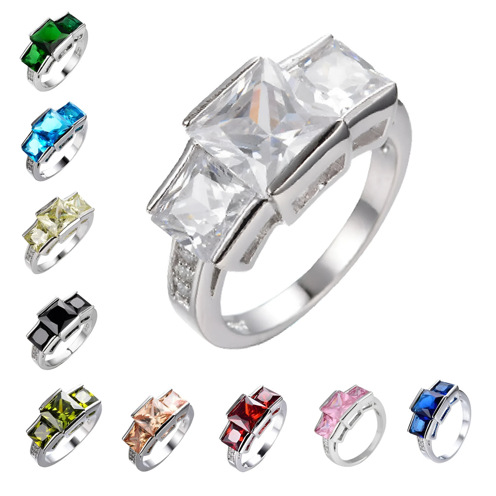 Copper women's ring with electroplated colour finish in geometric design showing multiple colour options