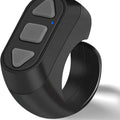 Ring Bluetooth remote control for phone photography, black plastic, worn on finger