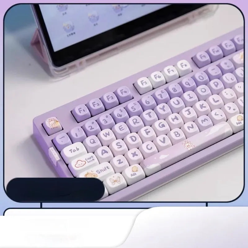 PBT gradient purple rabbit keycap set for mechanical keyboards with Coeco custom design