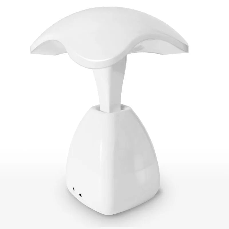 White modern minimalist LED desk lamp with touch controls and built-in battery