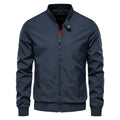 Men's solid colour casual thin jacket in polyester, shown in army green, hanging on a hanger.