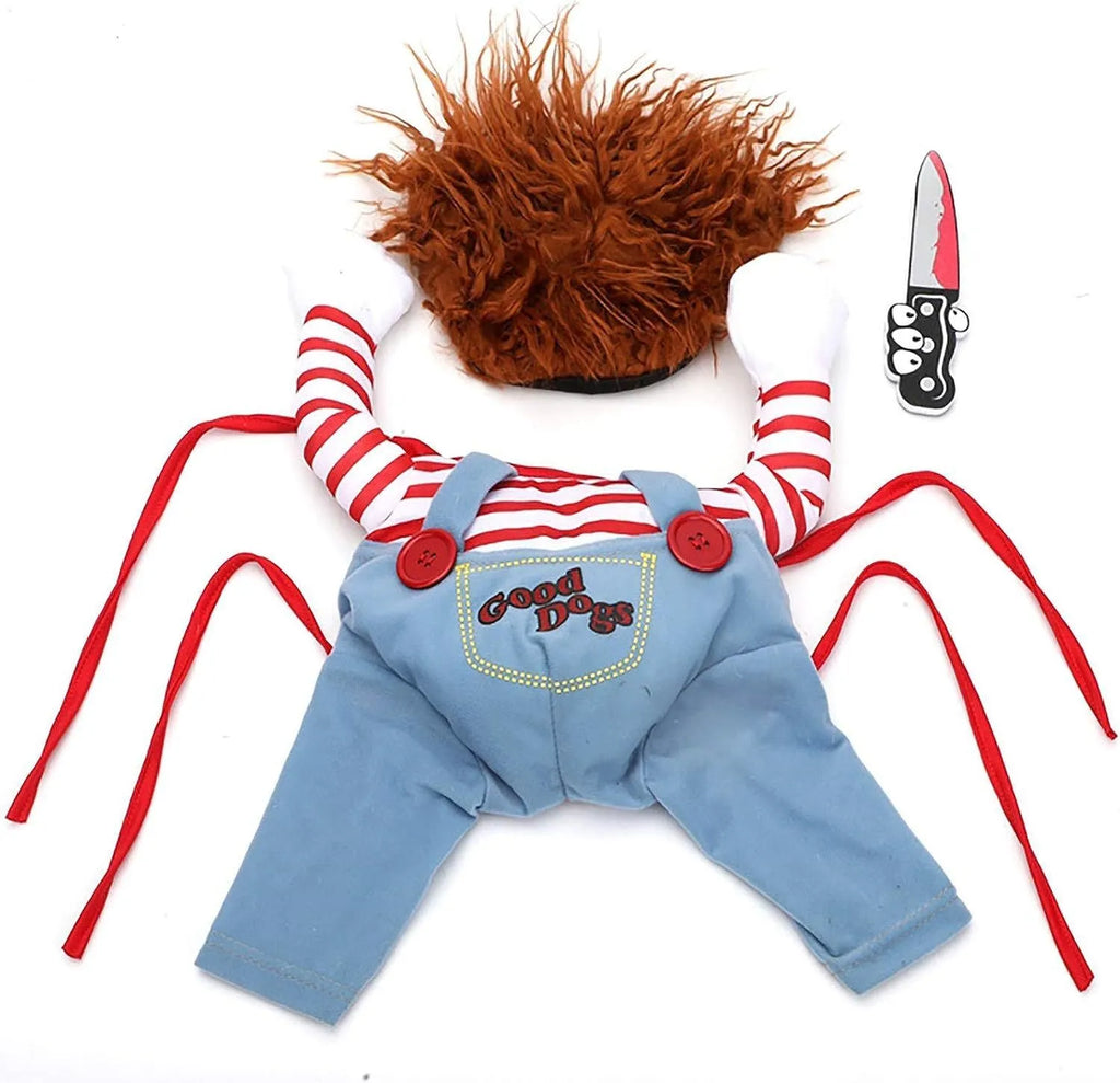 Striped harness pants Halloween costume for dogs and cats three-piece set with knife accessory
